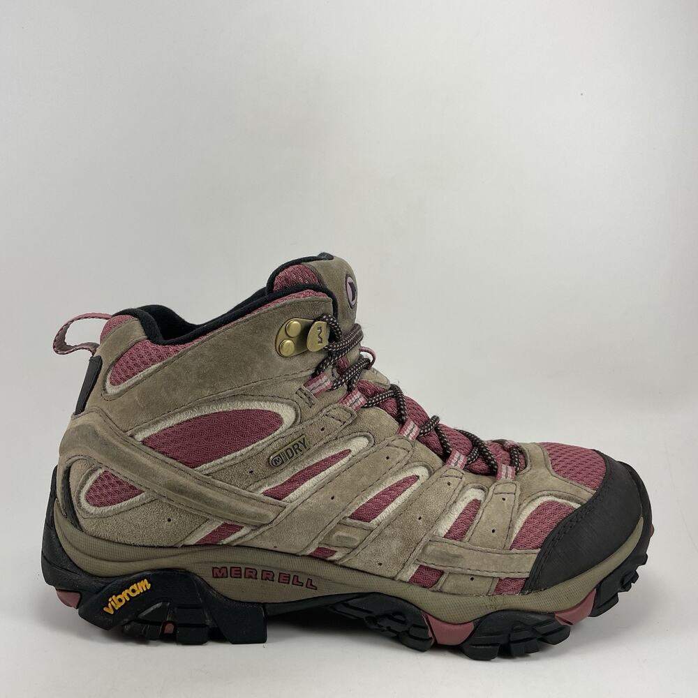 Merrell Moab 2 Mid Waterproof Womens Size 10 Boulder/Blush Hiking Boots Vibram